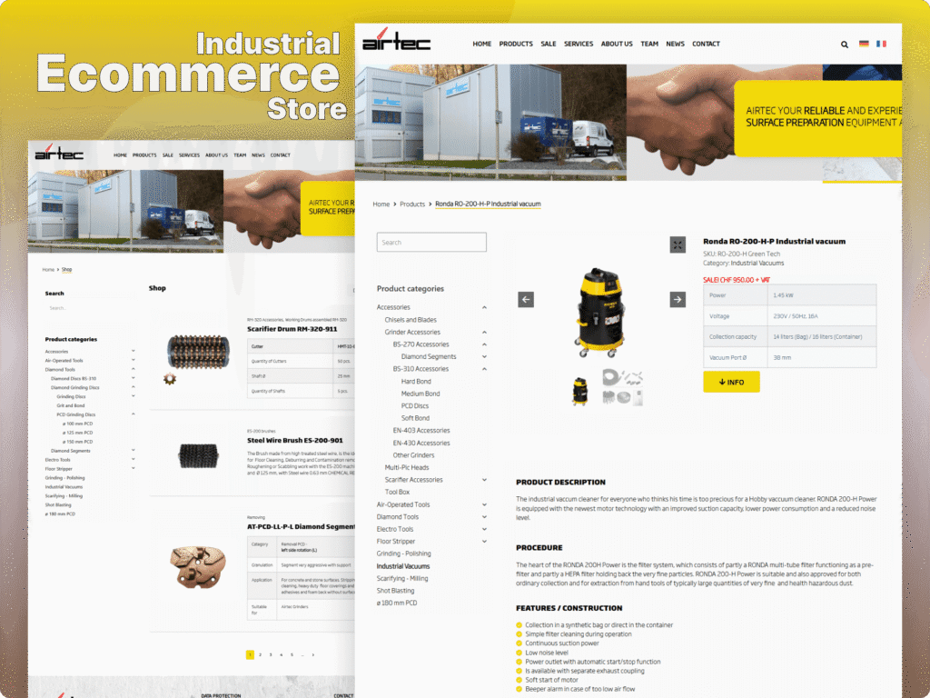 Industrial ecommerce website