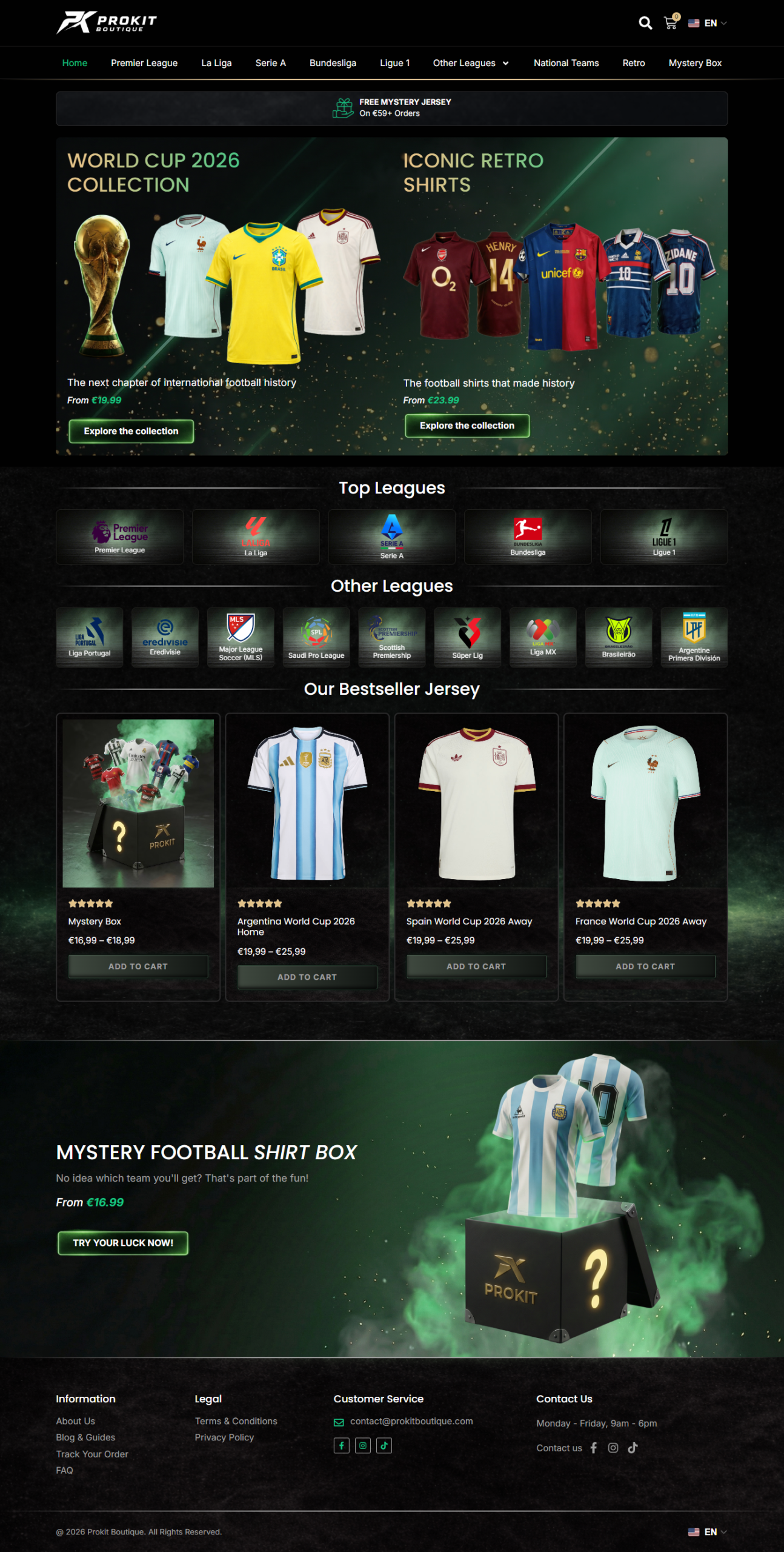 Prokit Boutique Football Jersey Ecommerce Website Design