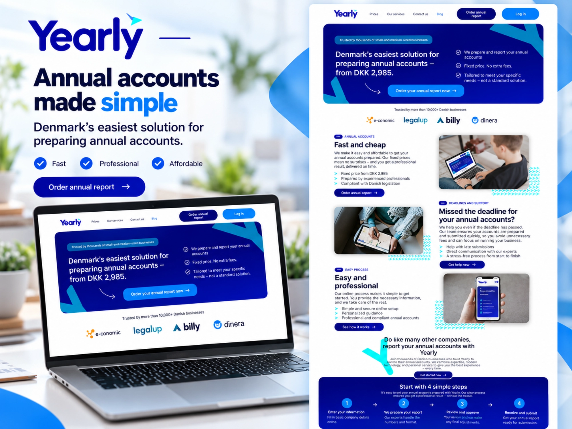 Yearly professional accounting website showcasing annual accounts preparation services for Danish businesses