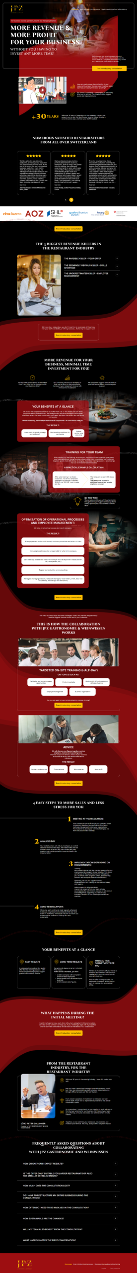 JPZ Gastronomie professional gastronomy and restaurant website design